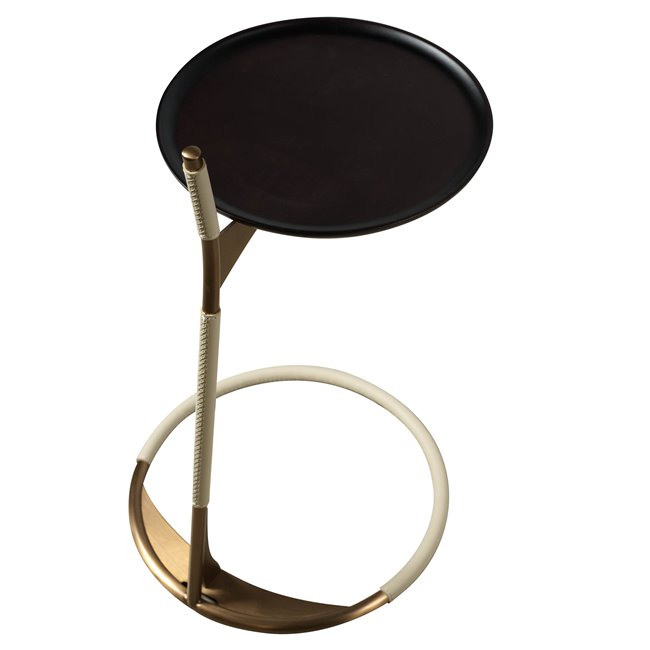 Side table Sattely, wood/metal/PU, D38cm H60cm