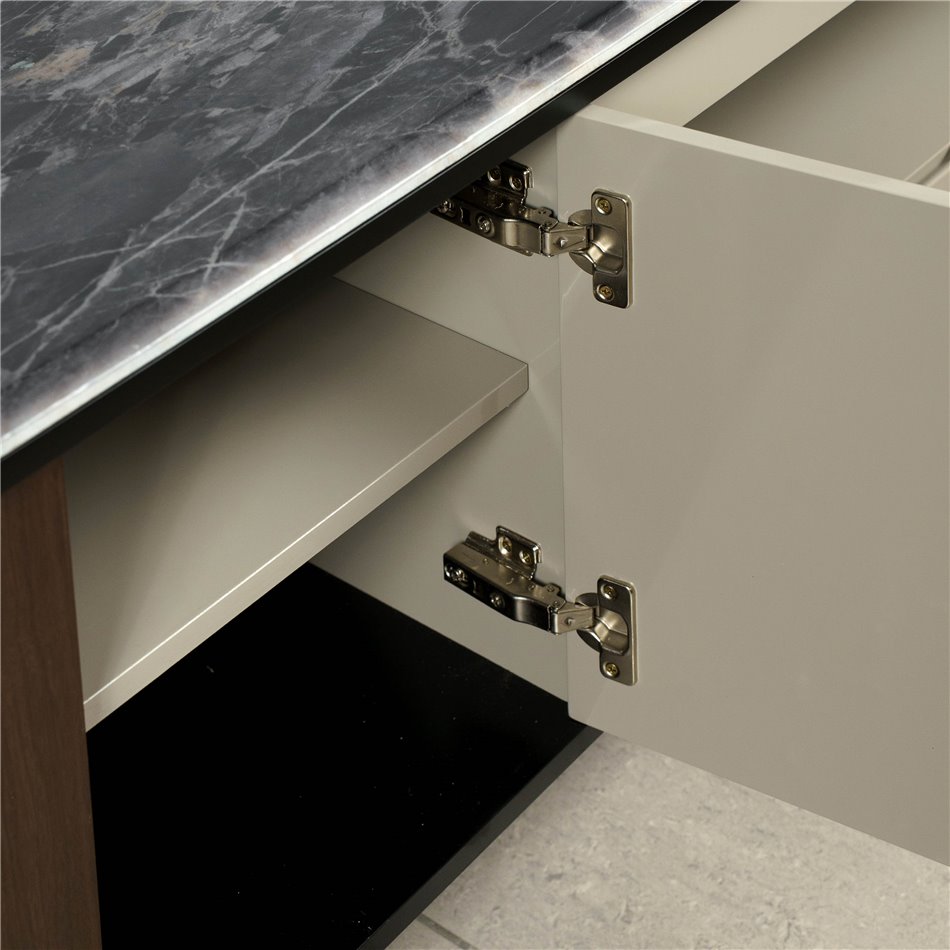 TV unit Saraso, MDF/walnut veneer/marble/metal, 200x45cm H55cm