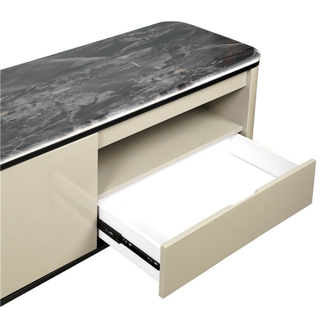 TV unit Saraso, MDF/walnut veneer/marble/metal, 200x45cm H55cm