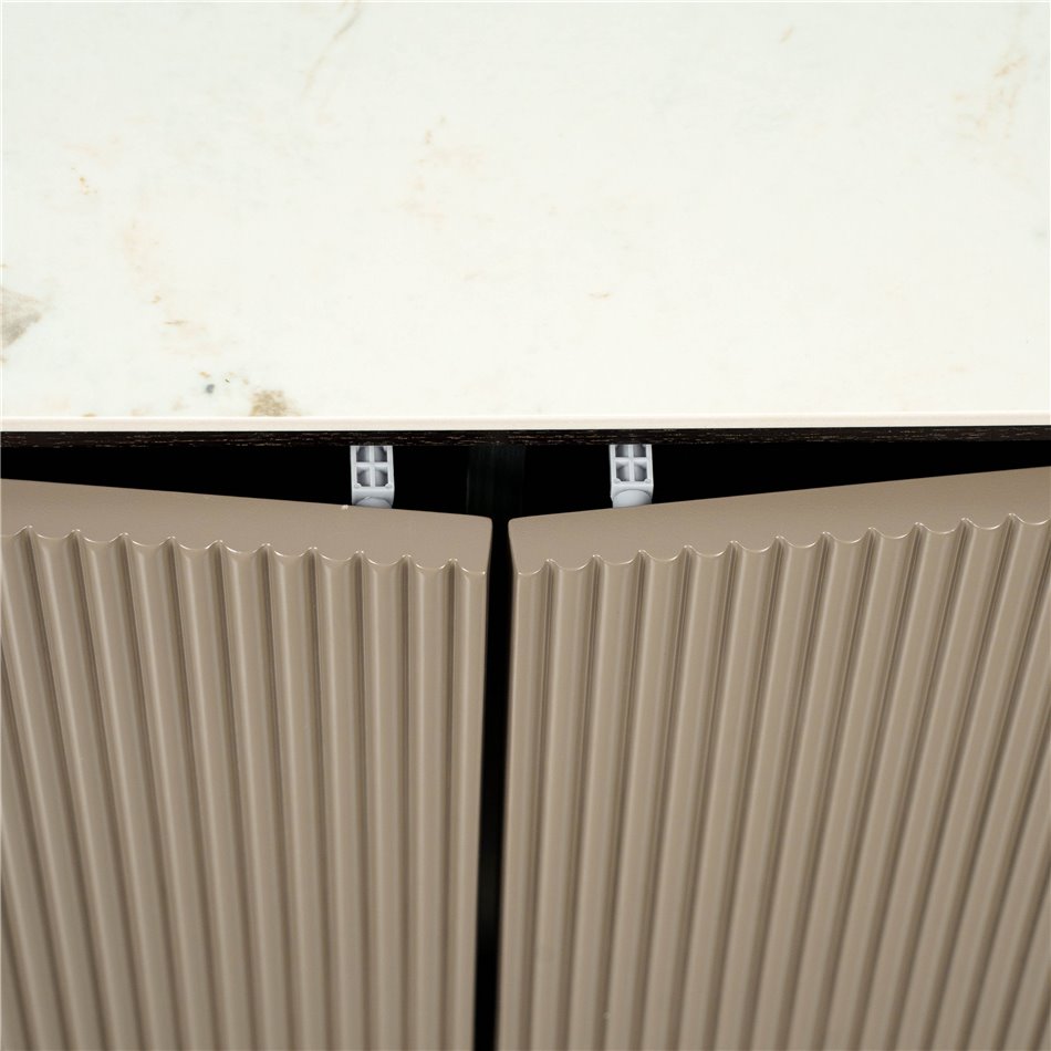 TV unit Sarenno, sintered stone/ash werner/metal/MDF/glass, 200x40cm H50cm