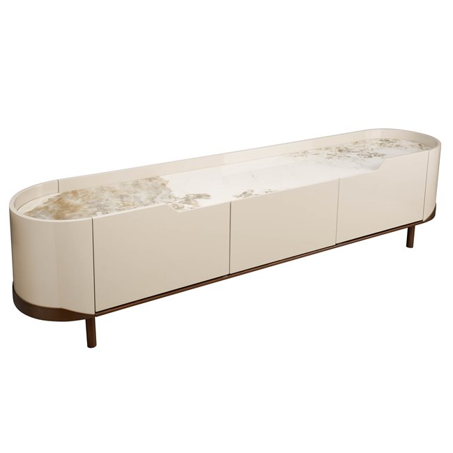 TV table Sarnno kahaki, sintered stone/MDF/metal, 200x42cm H50cm