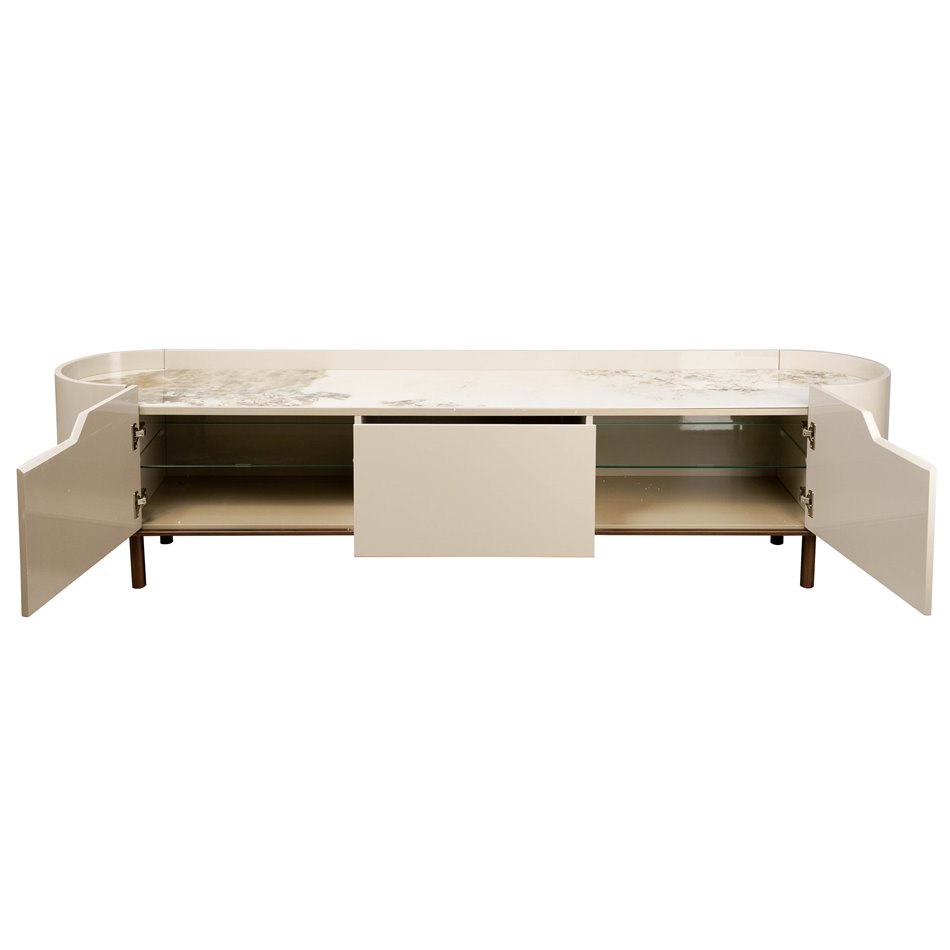 TV table Sarnno kahaki, sintered stone/MDF/metal, 200x42cm H50cm