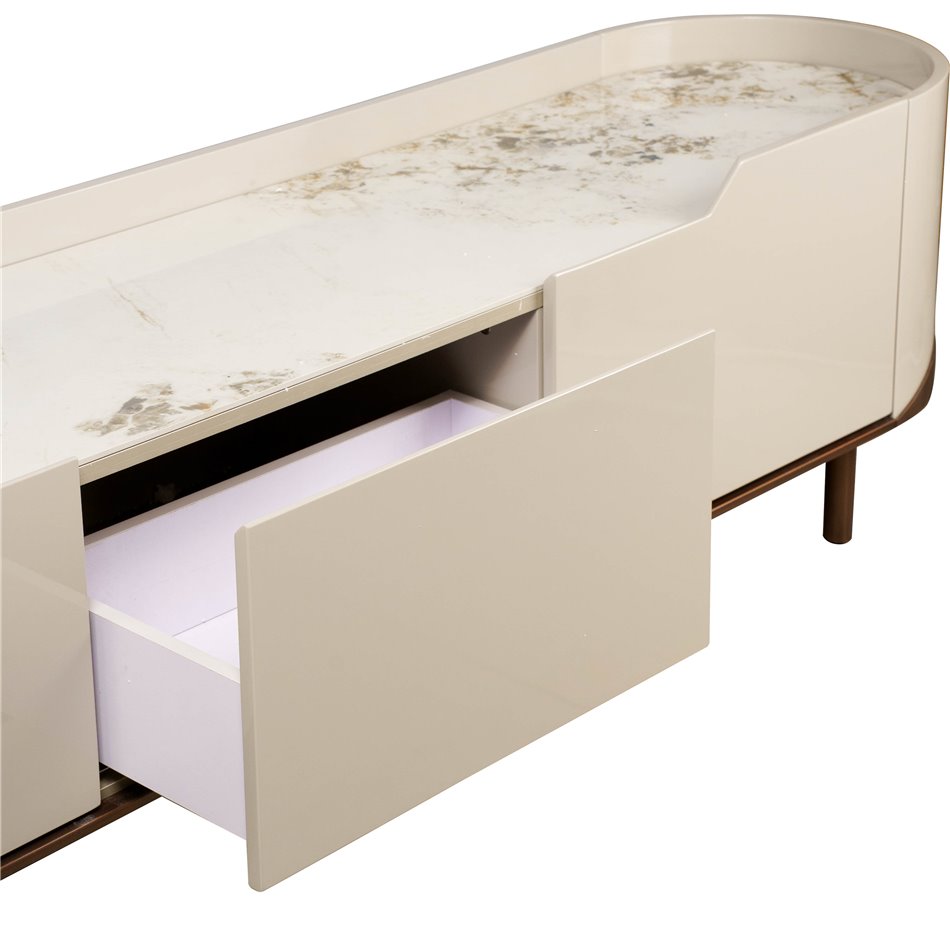 TV table Sarnno kahaki, sintered stone/MDF/metal, 200x42cm H50cm