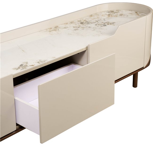 TV table Sarnno kahaki, sintered stone/MDF/metal, 200x42cm H50cm