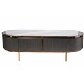 Coffee table Sanden, artificial marble/silver oak wood veneer/MDF/metal,130x60cm H38.3cm