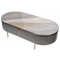 Coffee table Sanden, artificial marble/silver oak wood veneer/MDF/metal,130x60cm H38.3cm