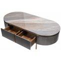 Coffee table Sanden, artificial marble/silver oak wood veneer/MDF/metal,130x60cm H38.3cm