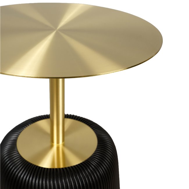 Side table Jade, black/gold color, PU/metal, D40cm H55cm