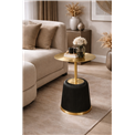 Side table Jade, black/gold color, PU/metal, D40cm H55cm