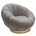 Swivel leisure chair Valdo, grey/gold color, rotatable 360 degrees, H75x101x99cm, seat height 40cm