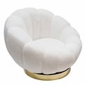 Swivel leisure chair Valdo, white/gold color, rotatable 360 degrees, H75x101x99cm, seat height 40cm