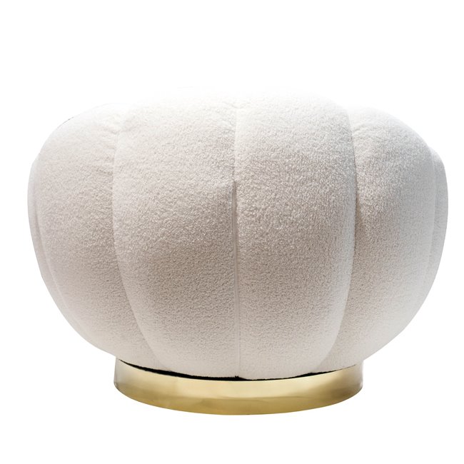 Swivel leisure chair Valdo, white/gold color, rotatable 360 degrees, H75x101x99cm, seat height 40cm