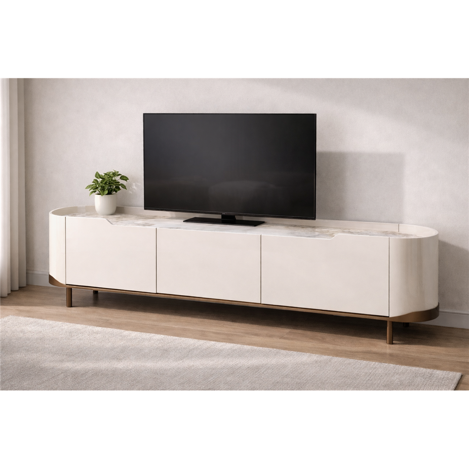 TV table Sarnno kahaki, sintered stone/MDF/metal, 200x42cm H50cm