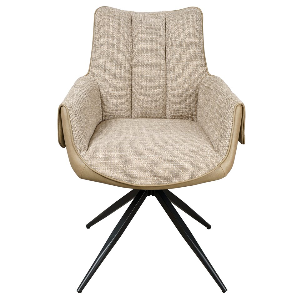 Dining chair Trinta 03, beige/light brown, rotatable 180 degrees, H87.5x61x64cm, seat height 49.5cm