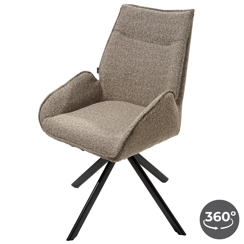 Dinner chair Jaren, swivelling 360 degrees, taupe color, H90x50x43cm, seat height 46cm