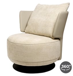 Lounge chair Orton, 3 cream, rotatable 360 degrees, H73x70x70cm, seat height 40cm