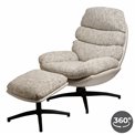 Armchair Vincento with footstool, rotatable 360 degrees, H100x92x79cm, seat height 47cm