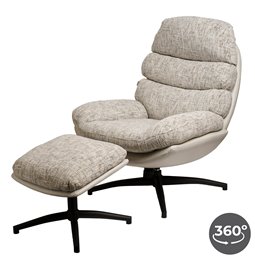 Armchair Vincento with footstool, rotatable 360 degrees, H100x92x79cm, seat height 47cm