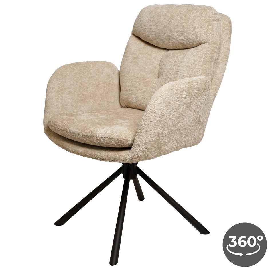 Dining chair Vilando 3, light taupe, rotatable 360 degrees, H90.5x68x60cm, seat height 48cm