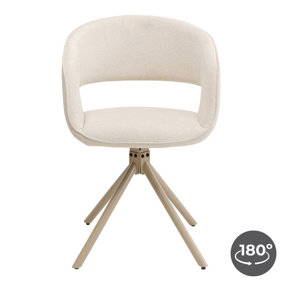 Dining chair Gina Greige, beige, rotatable 180 degrees, H80x54x53cm, seat height 48cm