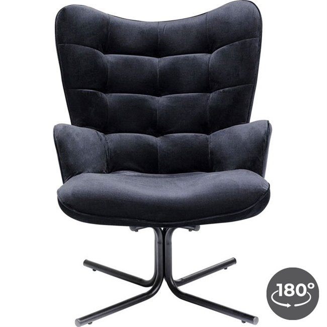 Dinner chair Oscar, black, rotatable 180 degrees, 95x82x73cm, seat height 45cm