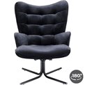 Dinner chair Oscar, black, rotatable 180 degrees, 95x82x73cm, seat height 45cm