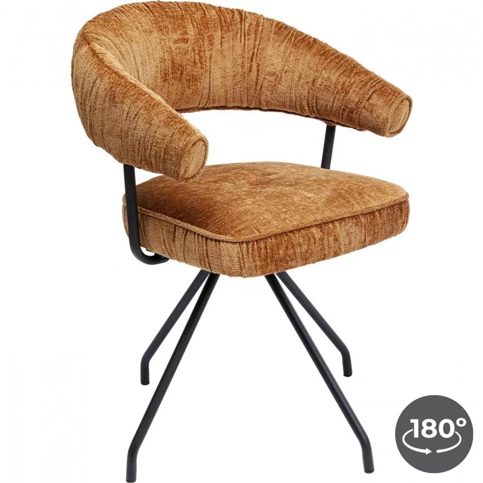 Dinner chair Arabella, rotatable 180 degrees, orange, H58x78x57cm, seat height 50cm 