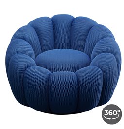 Swivel armchair Peppo Bloom, blue color, rotatable 360 degrees, H66xD94cm, seat height 40cm