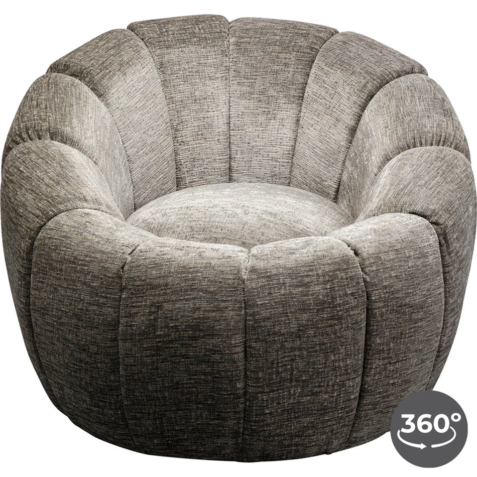 Swivel armchair Fiori, grey, rotatable 360 degrees, 73x89x88cm