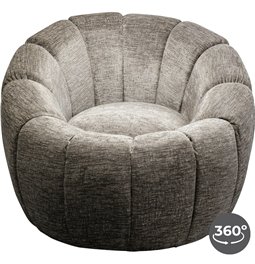Swivel armchair Fiori, grey, rotatable 360 degrees, 73x89x88cm