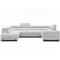 U-shaped sofa Efectory L, sleeping function, Royal 01, boucle, white, H93x346x205cm