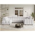 U-shaped sofa Efectory L, sleeping function, Royal 01, boucle, white, H93x346x205cm