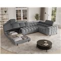 U-shaped sofa Efectory L, sleeping function, Royal 03, boucle, grey, H93x346x205cm