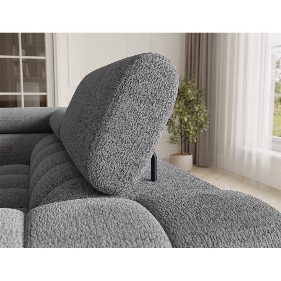 U-shaped sofa Efectory L, sleeping function, Royal 03, boucle, grey, H93x346x205cm