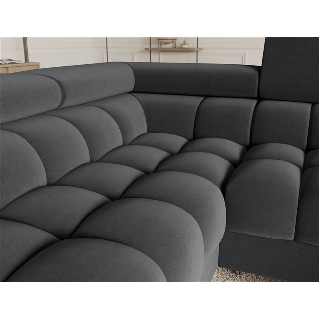 U-shaped sofa Efectory L, sleeping function, Sola 06, dark grey, H93x346x205cm