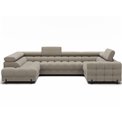 U-shaped sofa Efectory L, sleeping function, Aura 18, velvet, beige, H93x346x205cm