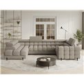 U-shaped sofa Efectory L, sleeping function, Aura 18, velvet, beige, H93x346x205cm