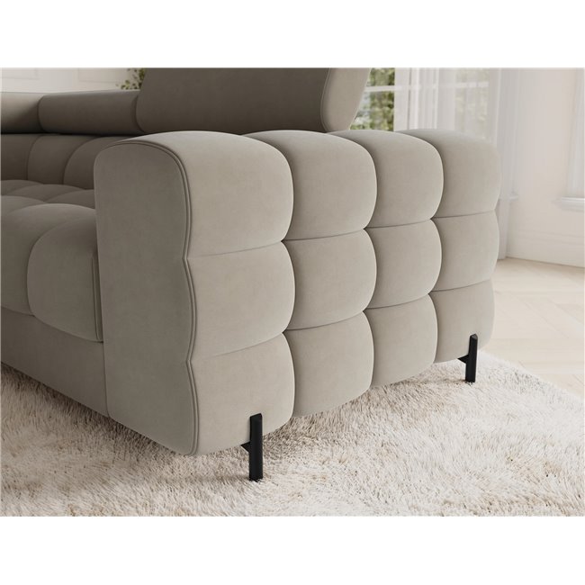 U-shaped sofa Efectory L, sleeping function, Aura 18, velvet, beige, H93x346x205cm