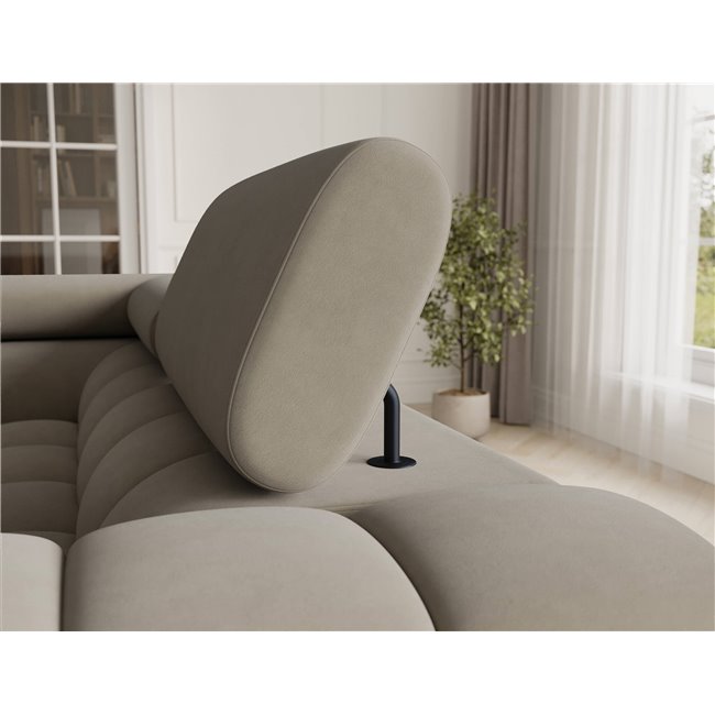 U-shaped sofa Efectory L, sleeping function, Aura 18, velvet, beige, H93x346x205cm