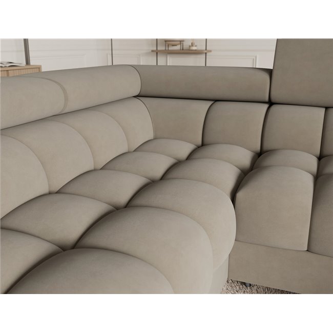 U-shaped sofa Efectory L, sleeping function, Aura 18, velvet, beige, H93x346x205cm