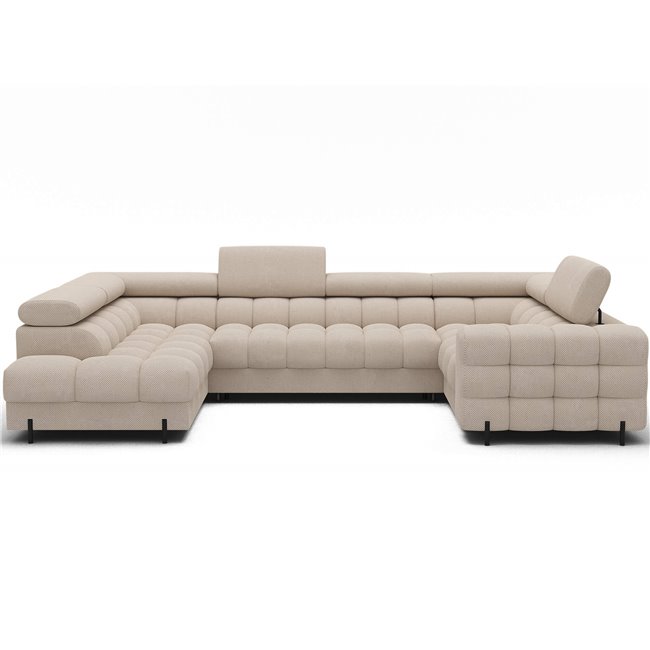 U-shaped sofa Efectory L, sleeping function, Calmora 18, beige, H93x346x205cm