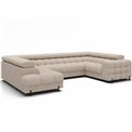 U-shaped sofa Efectory L, sleeping function, Calmora 18, beige, H93x346x205cm