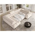 U-shaped sofa Efectory L, sleeping function, Calmora 18, beige, H93x346x205cm
