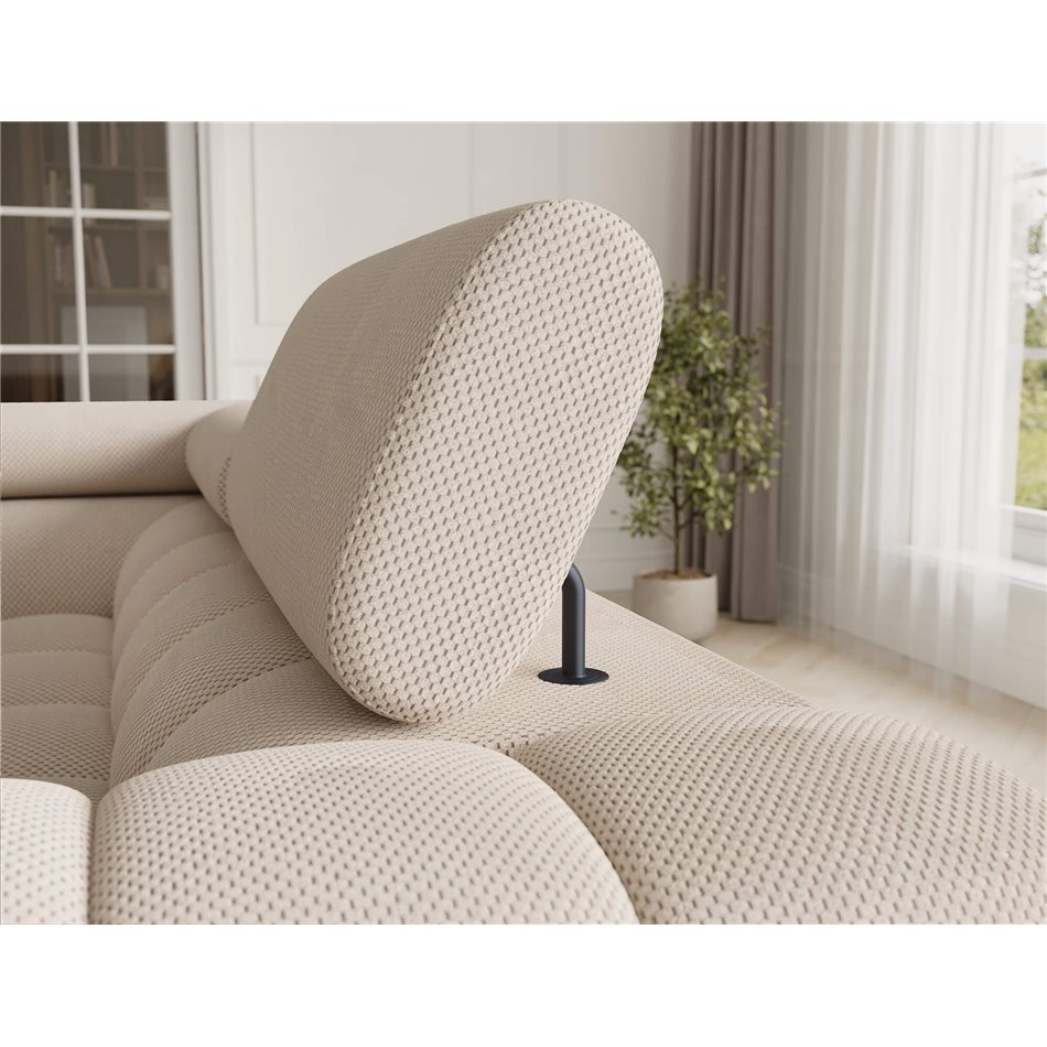 U-shaped sofa Efectory L, sleeping function, Calmora 18, beige, H93x346x205cm