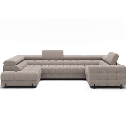 U-shaped sofa Efectory L, sleeping function, Royal 18, boucle, beige, H93x346x205cm