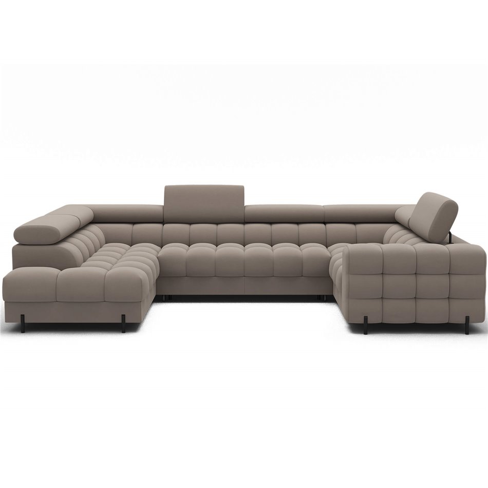 U-shaped sofa Efectory L, sleeping function, Sola 18, beige, H93x346x205cm
