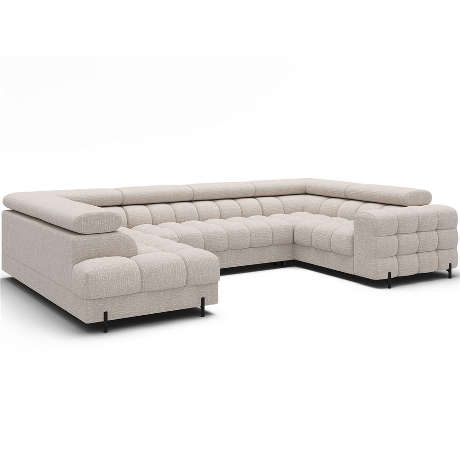 U-shaped sofa Efectory L, sleeping function, Baffix 20, dark beige, H93x346x205cm