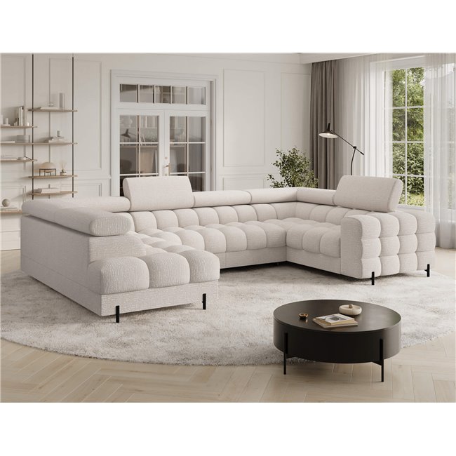 U-shaped sofa Efectory L, sleeping function, Baffix 20, dark beige, H93x346x205cm