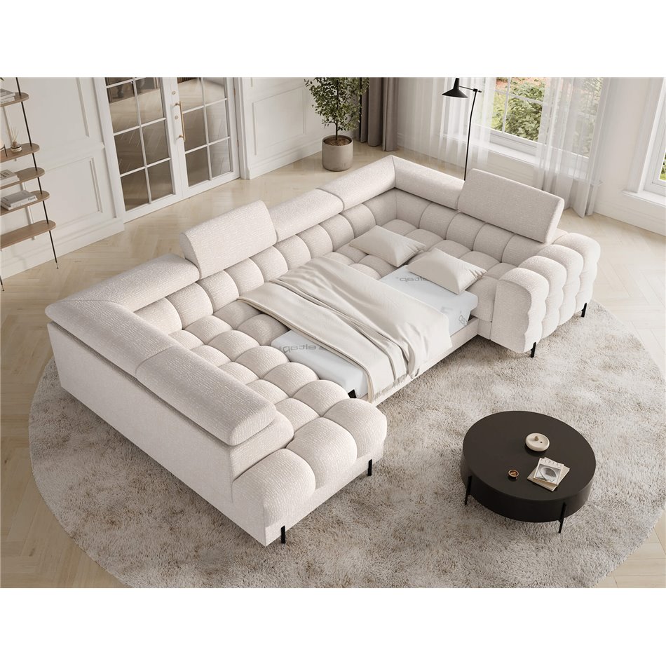 U-shaped sofa Efectory L, sleeping function, Baffix 20, dark beige, H93x346x205cm