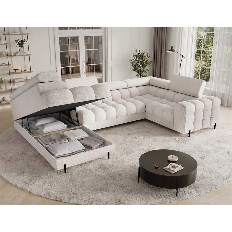 U-shaped sofa Efectory L, sleeping function, Baffix 20, dark beige, H93x346x205cm